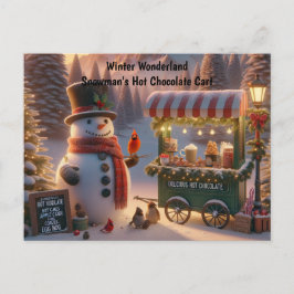 Winter Wonderland Snowman's Hot Chocolate Cart Helg Vykort