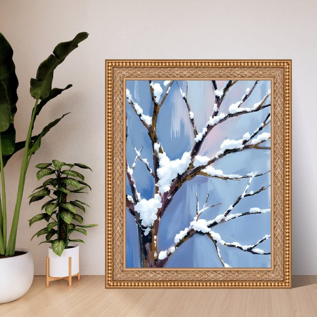 Winter Wonderland Snowy Tree Branches Painted Poster (Skapare uppladdad)