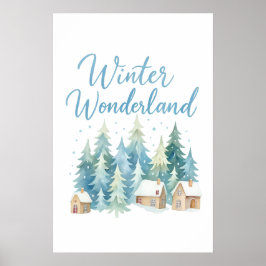 Winter Wonderland Snowy Village  Poster
