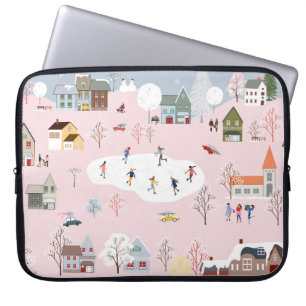 Winter wonderland: Söt byn mönster Laptop Fodral