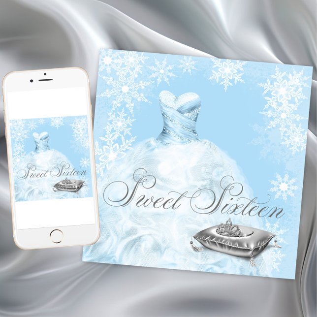 Winter Wonderland Sweet sixteen Any Tillfälle Inbjudningar (Winter wonderland invitation. Remove Sweet Sixteen words and add your own text for any event. )