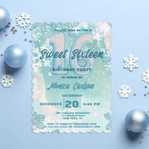 Winter Wonderland Sweet sixteen Birthday Inbjudningar