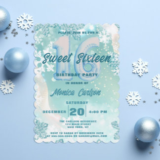 Winter Wonderland Sweet sixteen Birthday Inbjudningar