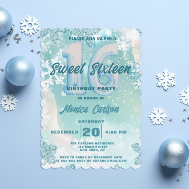 Winter Wonderland Sweet sixteen Birthday Inbjudningar (Skapare uppladdad)