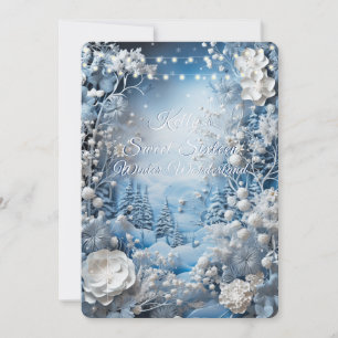 Winter Wonderland Sweet sixteen Snö White Ljus Inbjudningar