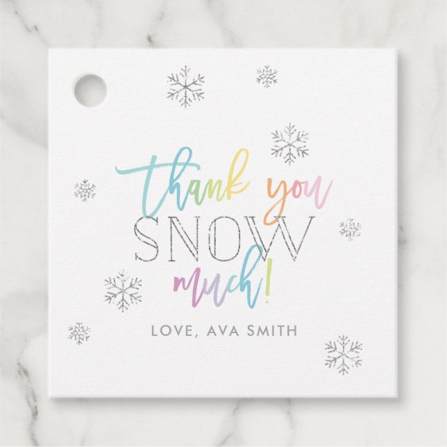 Winter Wonderland Tack Snö Much Gåvor Etiketter (Framsida)