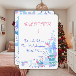 Winter Wonderland Thank You Card, Snowman Forest  Tack Kort