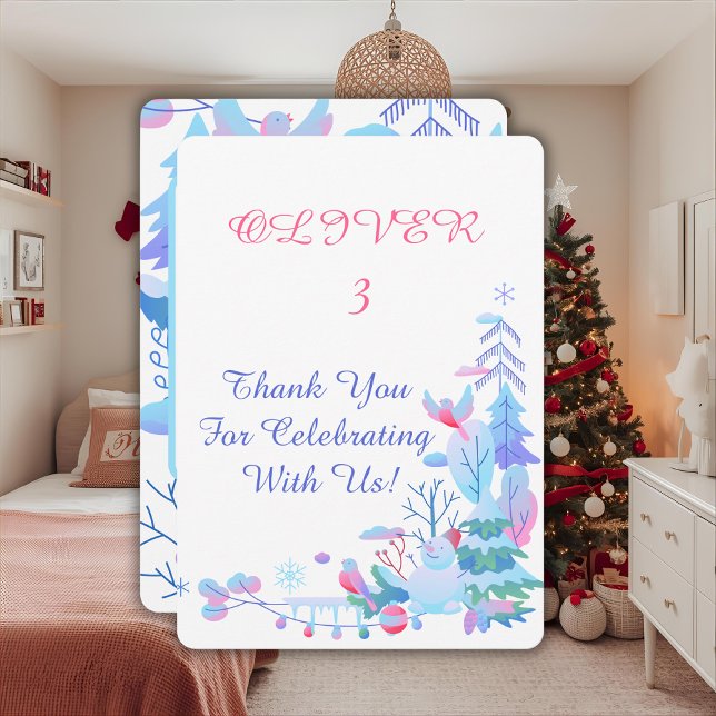 Winter Wonderland Thank You Card, Snowman Forest  Tack Kort (Skapare uppladdad)
