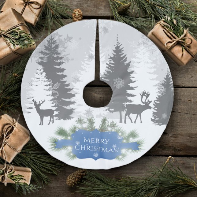 Winter Wonderland Träd Skirt - Blue Julgransmatta Borstad Polyester (Blue Winter Wonderland Christmas Tree Skirt)