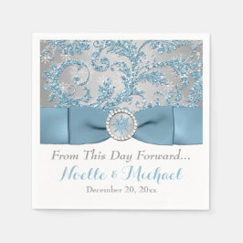Winter Wonderland, tryckt Ribbon Bröllop Napkins Pappersservett