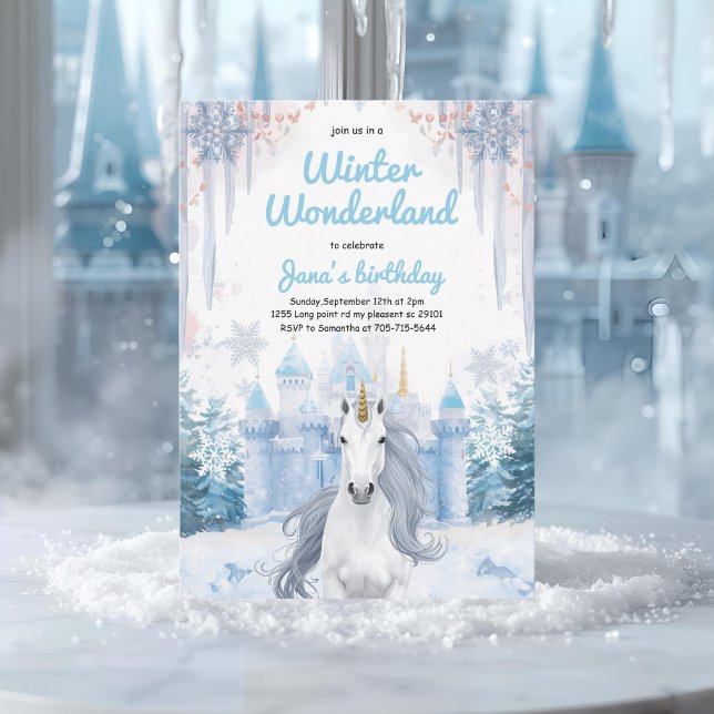 Winter Wonderland Unicorn Birthday  Inbjudningar (Skapare uppladdad)