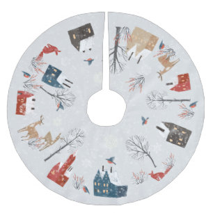 Winter Wonderland Village - Hjort och Foxes Julgransmatta Borstad Polyester
