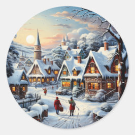 Winter Wonderland Village Sticker Runt Klistermärke