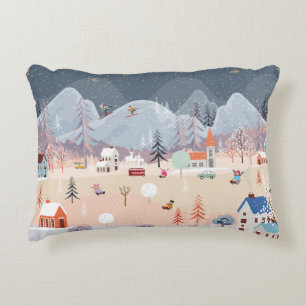 Winter Wonderland: Vintage Countryside Scene. Prydnadskudde