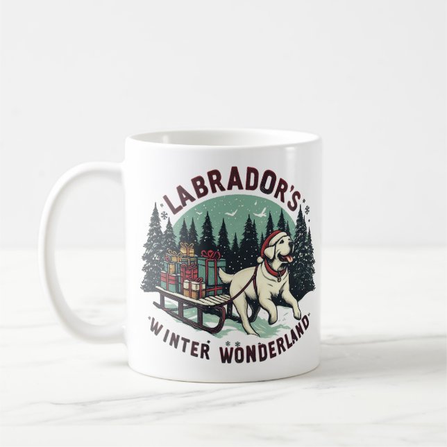 Winter Wonderland Vintage Labrador Hund jul Kaffemugg (Vänster)