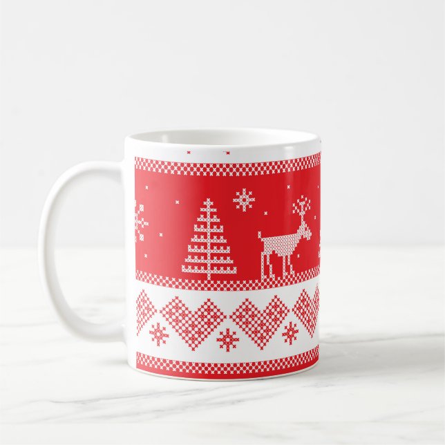 Winter Wonderland: Vintage Seamless Design. Kaffemugg (Vänster)