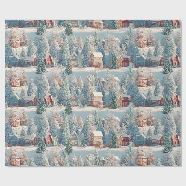 Winter Wonderland Voxel Art Presentpapper (Platt)