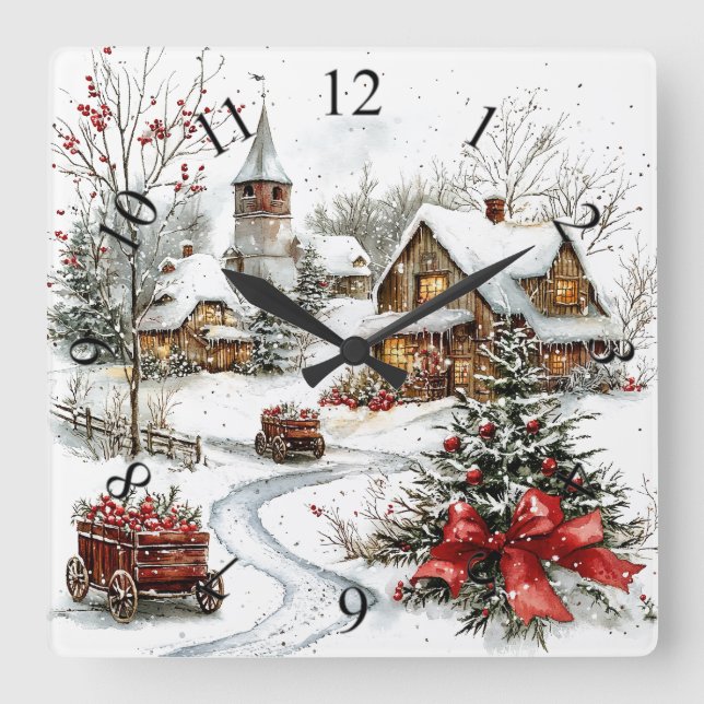 Winter Wonderland Wall Clock Fyrkantig Klocka (Framsida)