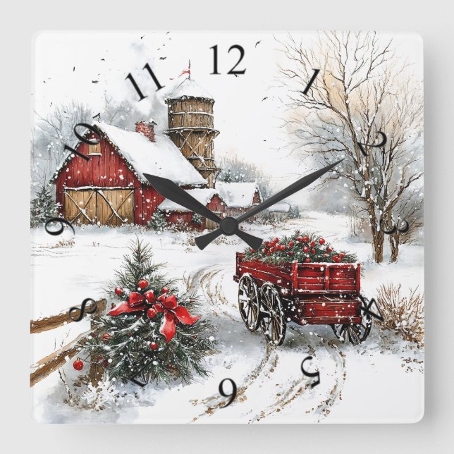 Winter Wonderland Wall Clock Fyrkantig Klocka (Framsida)
