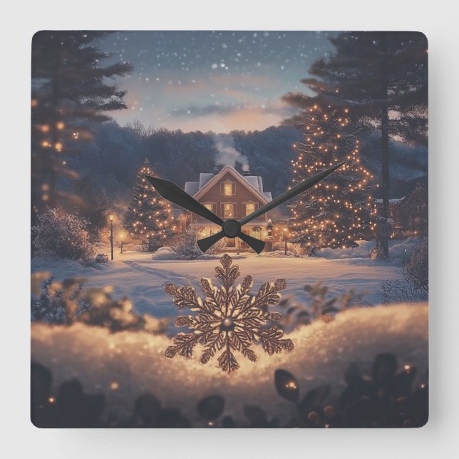 Winter Wonderland Wall Clock Fyrkantig Klocka (Framsida)
