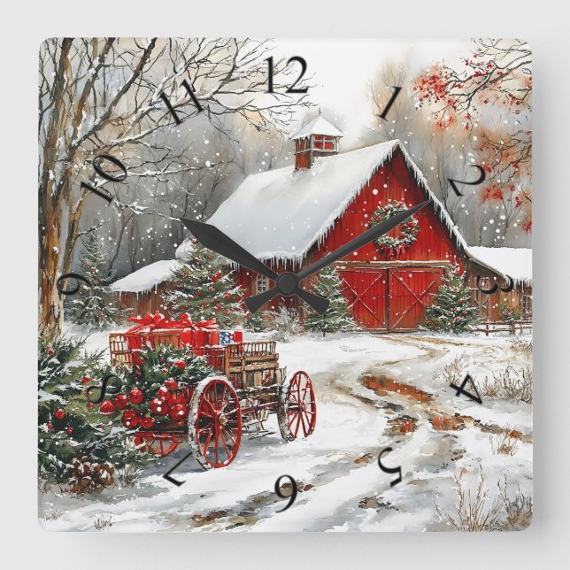 Winter Wonderland Wall Clock Fyrkantig Klocka (Framsida)