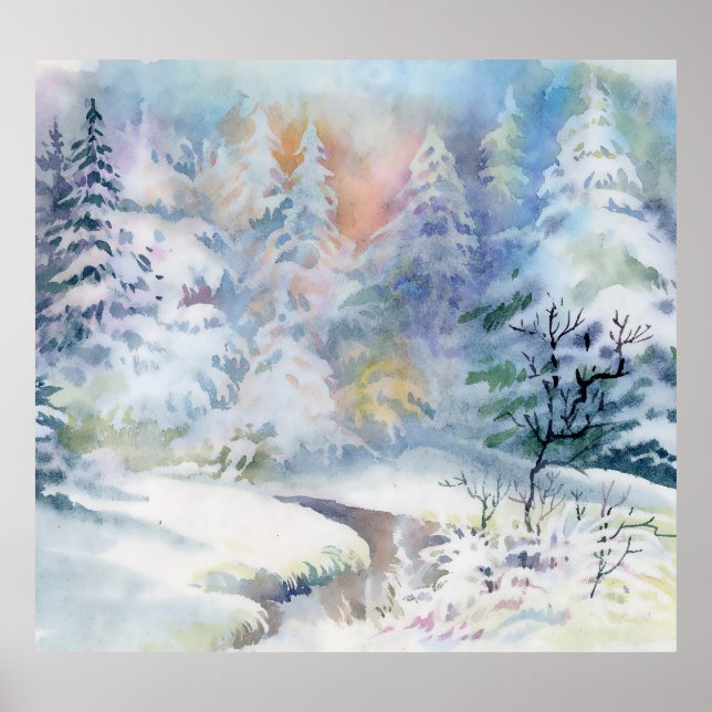 Winter Wonderland: Watercolor Ligcape Poster (Framsidan)