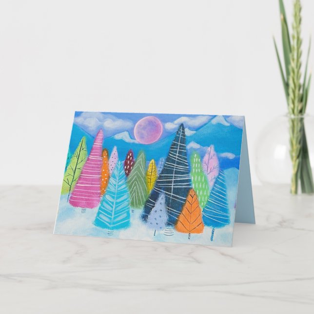 Winter Wonderland Whimsical Forest Art Helgkort (Framsida)