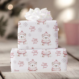Winter Wonderland White Bear Grattis på födelsedag Presentpapper
