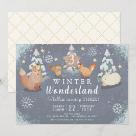 Winter Wonderland Woodland Animals Birthday Inbjudningar