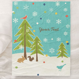 Winter Wonderland Woodland Scene personlig Fleecefilt
