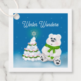 Winter Wonders Polar Bear Unge Snowball Träd Gift Gåvor Etiketter