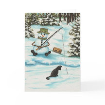 Winter Wonders Snögubbe Borta Fishing by Bihrle