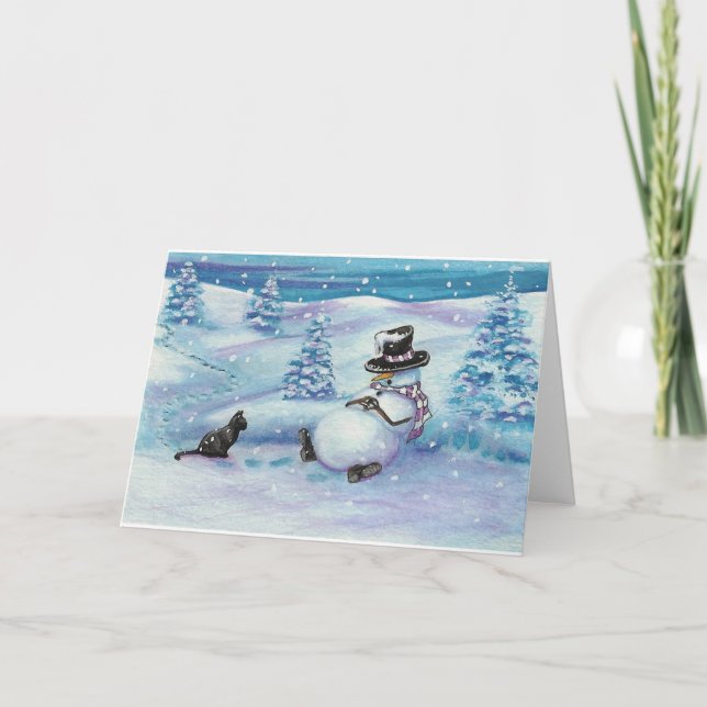 Winter Wonders Snögubbe-snooze Card by Bihrle Helgkort (Framsida)