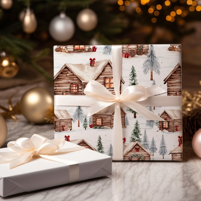 Winter Wood Cabin-jul Presentpapper (Skapare uppladdad)
