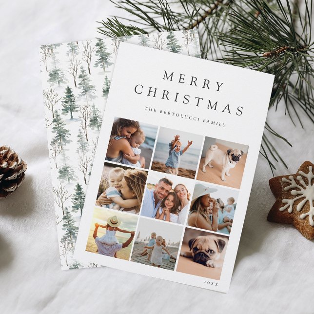 Winter Woodland 9 Photo Grid Collage Julkort (Skapare uppladdad)