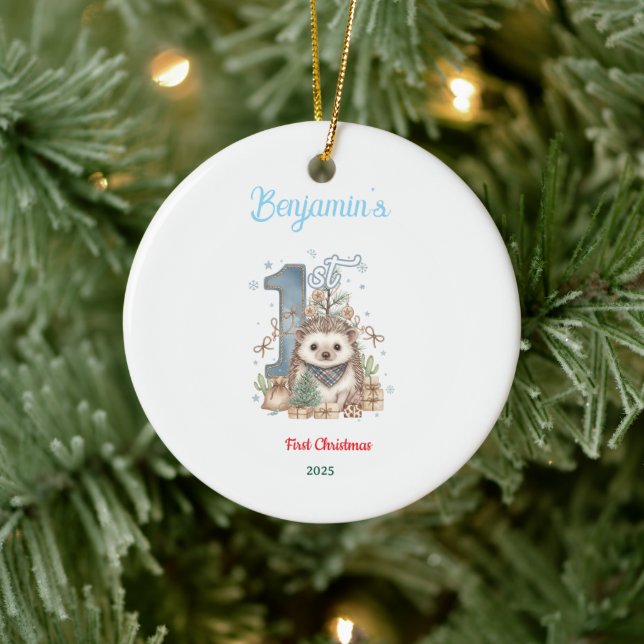 Winter Woodland Animal Baby First birthday  Julgransprydnad Keramik (Träd)