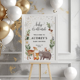 Winter Woodland Animals Baby Det är Kall, välkomme Poster