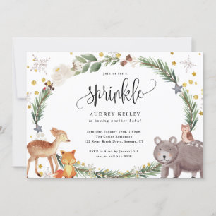Winter Woodland Animals Baby Sprinkle Shower Inbjudningar