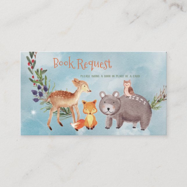Winter Woodland Animals Berries Gräs Cotton Games Tilläggskort (Framsida)