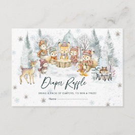 Winter Woodland Animals Diaper Raffle Card Tilläggskort