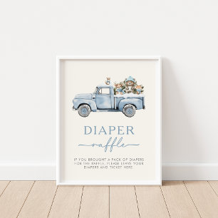 Winter Woodland Animals Diaper Raffle Sign Poster