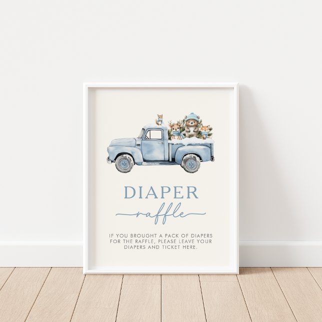 Winter Woodland Animals Diaper Raffle Sign Poster (Skapare uppladdad)