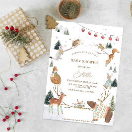 Winter Woodland Animals Forest Baby Shower Inbjudningar