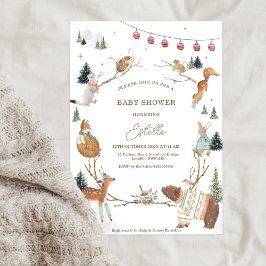Winter Woodland Animals Forest Baby Shower Inbjudningar
