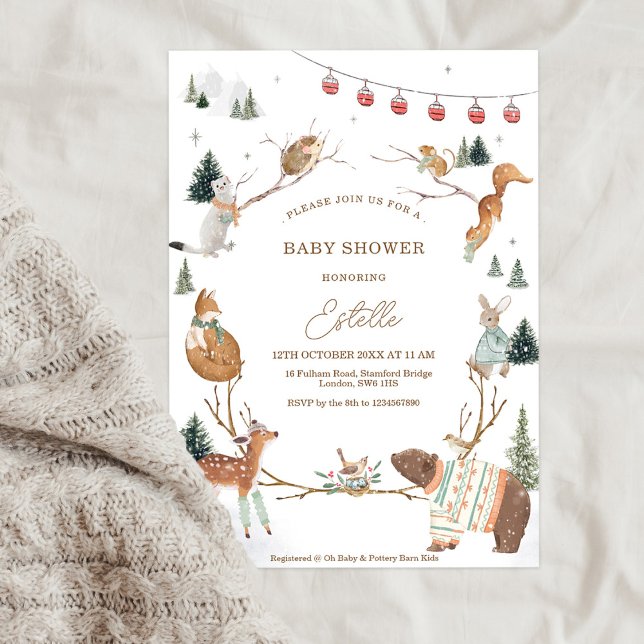 Winter Woodland Animals Forest Baby Shower Inbjudningar (Skapare uppladdad)