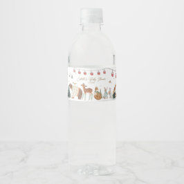 Winter Woodland Animals Forest Baby Shower Vattenflaska Etikett