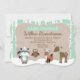 Winter Woodland Animals gör en liten babystövel Inbjudningar