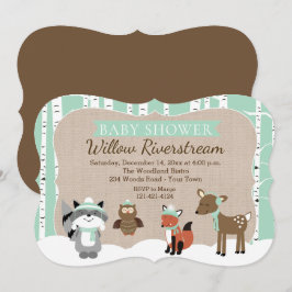 Winter Woodland Animals gör en liten babystövel Inbjudningar
