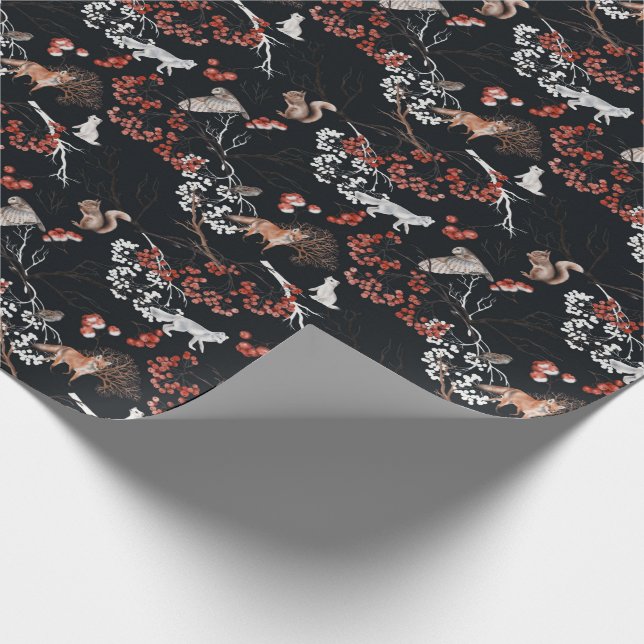 Winter Woodland Animals Helgdag jul Presentpapper (Hörn)