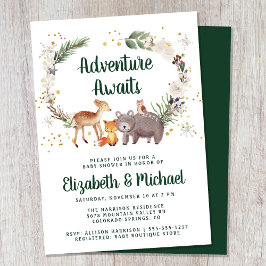 Winter Woodland Animals Par Baby Shower Inbjudningar